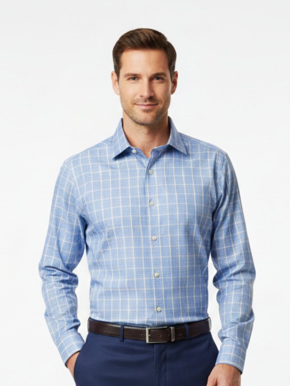 Distinguished! Charles Tyrwhitt Blue Plaid Dress Shirt